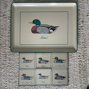 Duck Design Bird Tray and Coaster Set